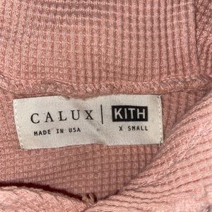 KITH x Calux Ada Waffle Hoodie - Dusty Pink